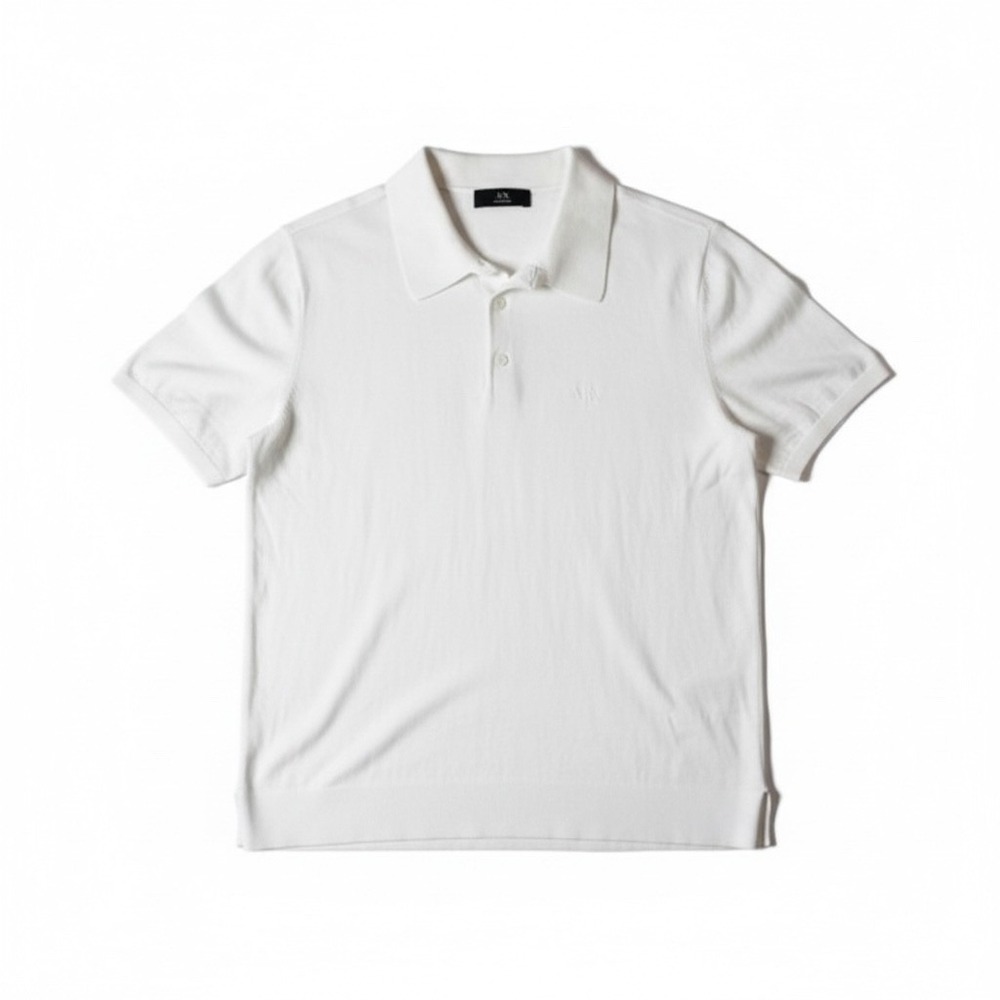 Armani Exchange Men's XL White Cotton Knit Polo Shirt Short Sleeve Casual